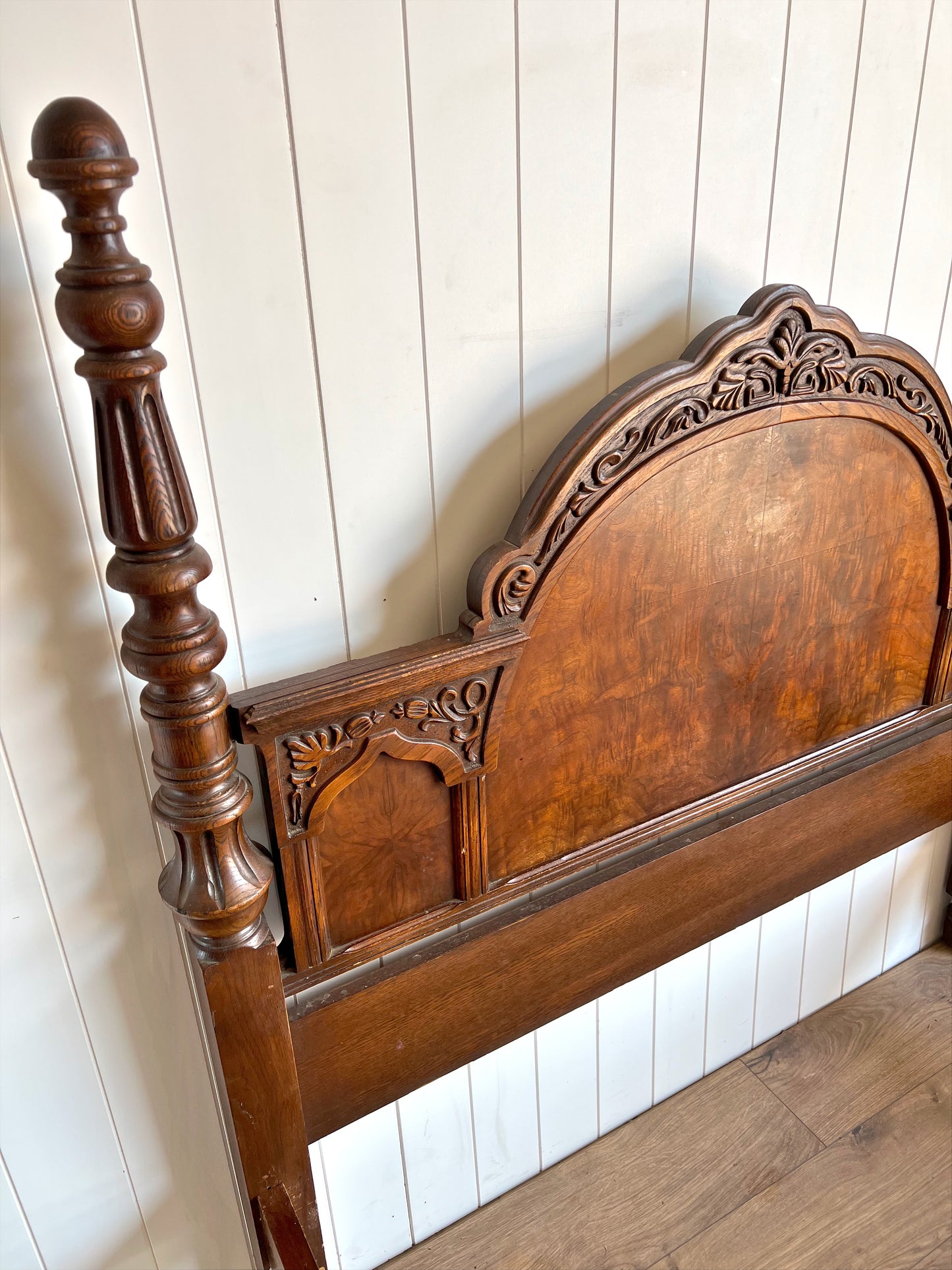 Antique Carved Wood Four Poster Full/Double Bed Frame