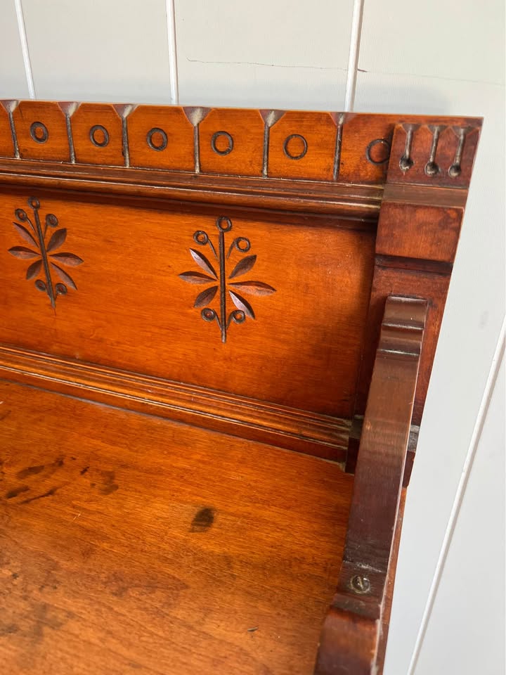 Antique Eastlake Carved Wood Washstand Sideboard Nightstand Entry Table