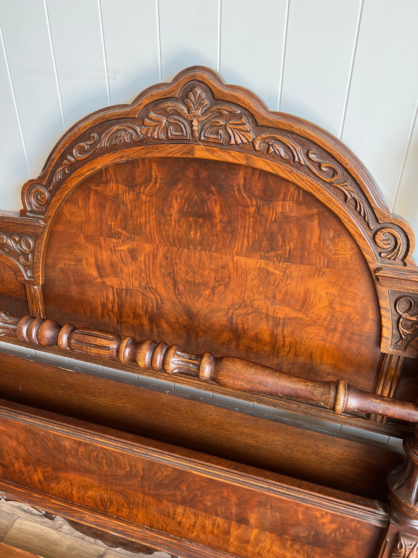 Antique Carved Wood Four Poster Full/Double Bed Frame